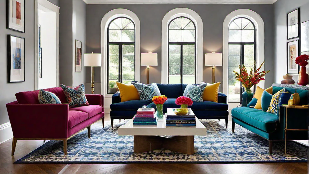 Eclectic Charm: Mixing Patterns and Colors in a Gleaming Living Room