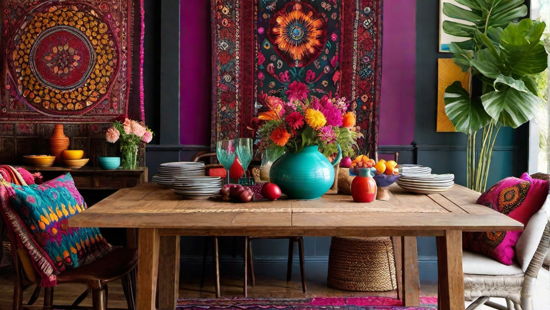 Elegant Eclecticism: Vibrant Bohemian Dining Space