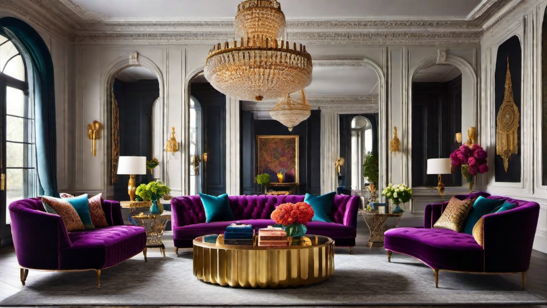 Elegant Opulence: Vibrant Living Room with Luxe Touches