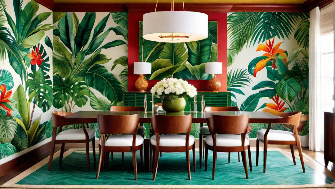 Enchanting Tropics: Colorful Dining Room with Exotic Flair