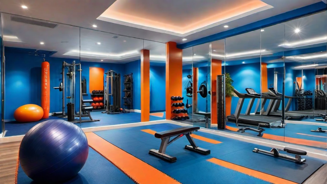 Energetic Color Scheme: Vibrant Fitness Room Motivation