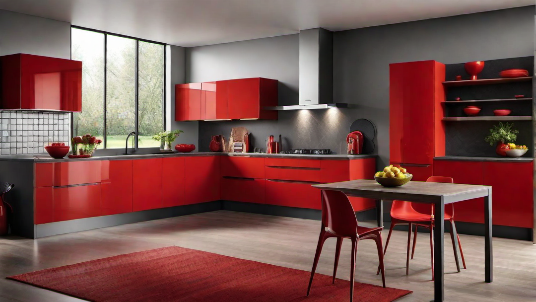 Energetic Elegance: Red Kitchen Cabinets and Accents