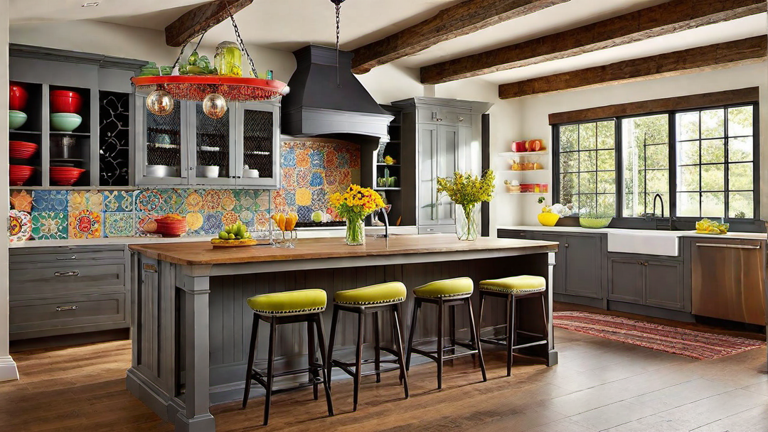 Farmhouse Charm: Vibrant Kitchen with Rustic Touches