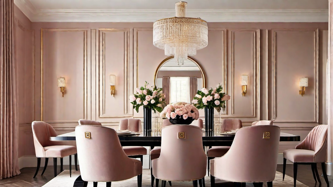 Feminine Flair: Art Deco Dining Room Decor with Soft and Elegant Touches