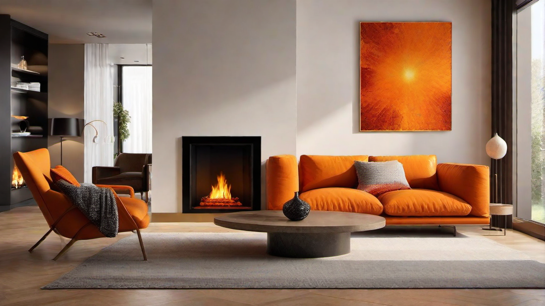 Fiery Orange: Embracing the Passionate Energy of a Colorful Fireplace