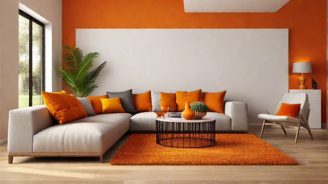 Fiery Orange Splashes: Energizing Your Living Room Design