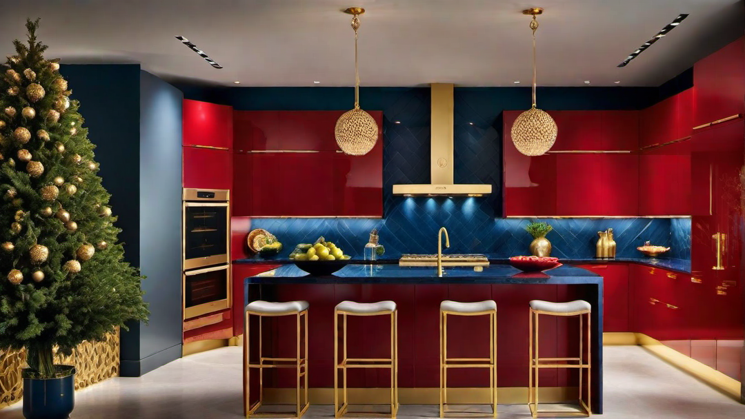 Glamorous Splendor: Vibrant Kitchen with Luxe Gold Accents