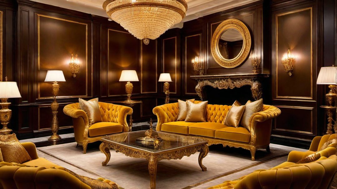Golden Glow: Luxurious Fireplace with Rich and Warm Colors