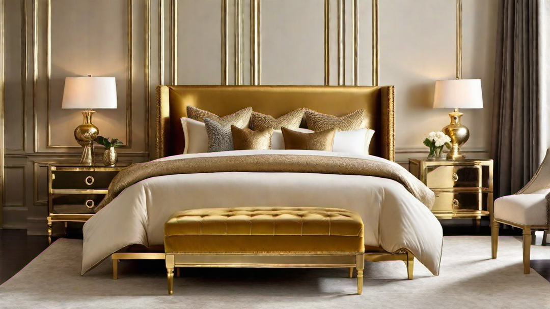 Golden Glow: Radiant Bedroom with Metallic Accents