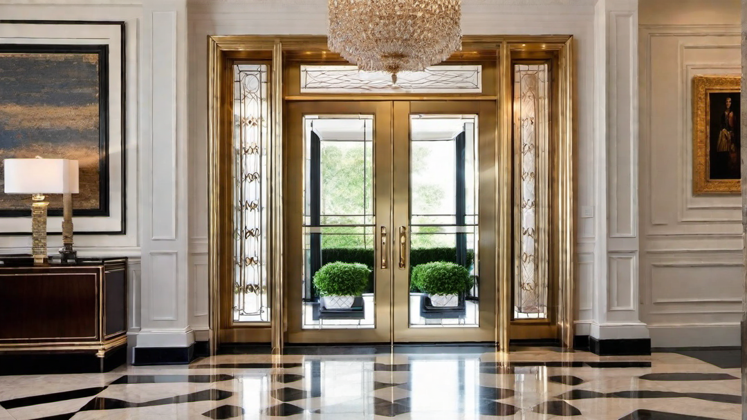 Grandeur in Symmetry: Lustrous Double Door Entryway