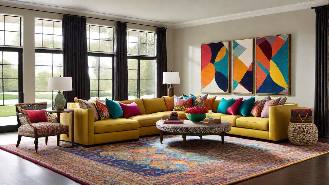 Harmonious Color Palette: Blending Multiple Hues in the Great Room