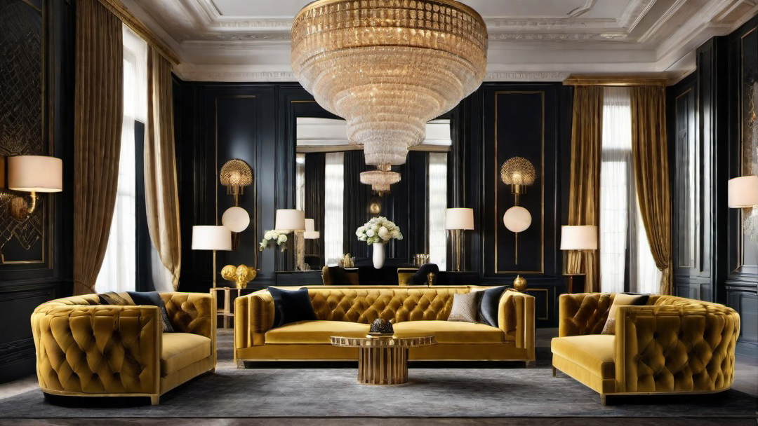 Hollywood Regency: Art Deco Living Room with Vintage Glamour