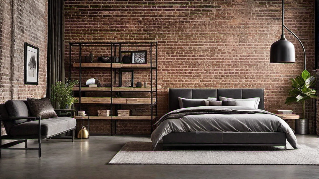 Industrial Charm: Exposed Brick and Metal in Contemporary Bedroom