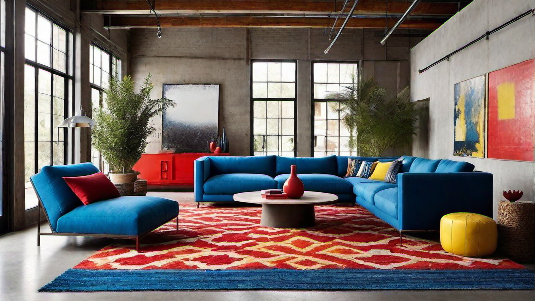 Industrial Chic: Vibrant Living Room with Edgy Elements