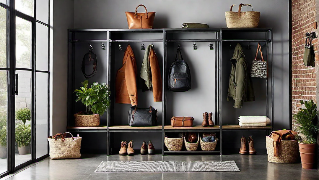 Industrial Flair: Metal Accents and Urban Style in Mudroom