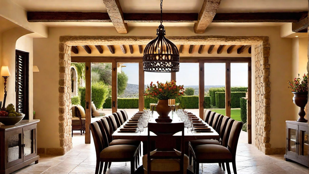 Inviting Ambiance: Mediterranean Dining Room with Welcoming Light