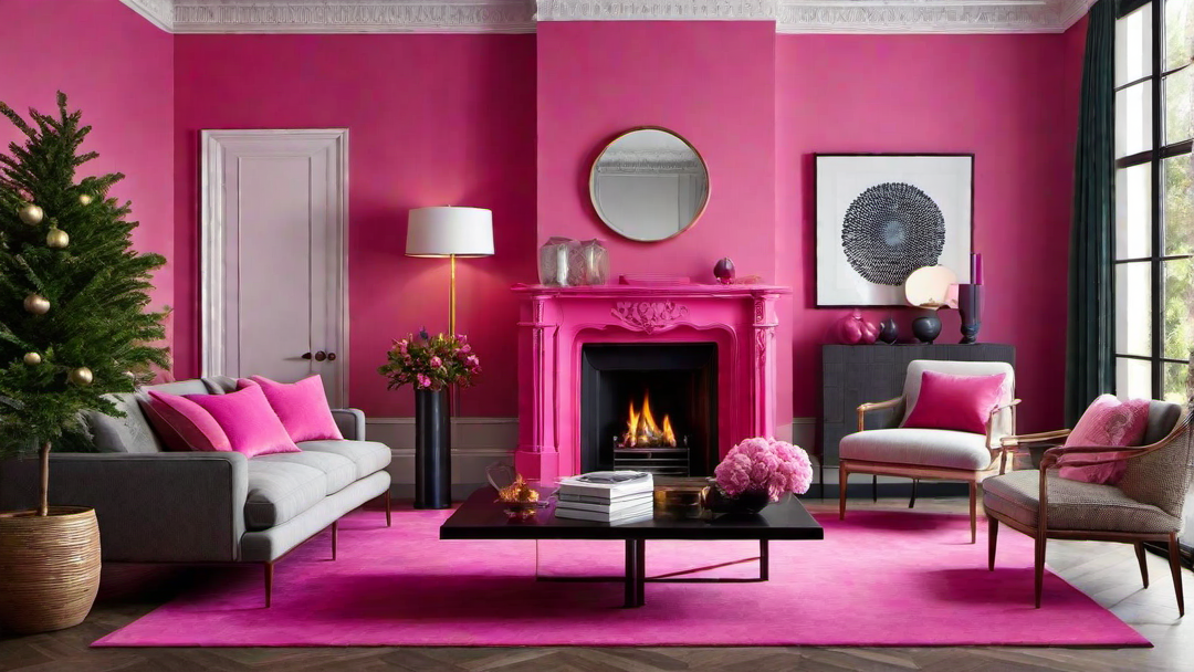 Inviting Glow: Vibrant Pink Fireplace Creating a Playful Atmosphere