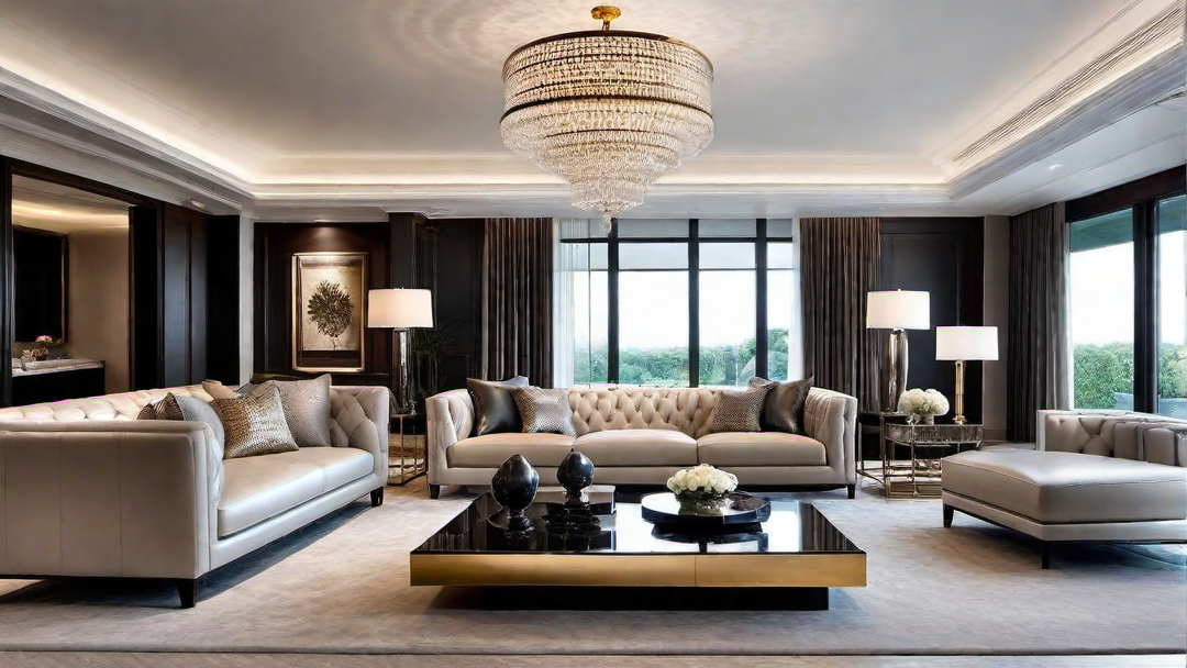 Luxurious Leather: Sophisticated Seating in Gleaming Living Room