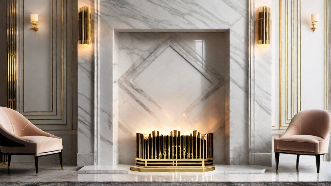Luxurious Materials: Marble and Brass Art Deco Fireplace Design