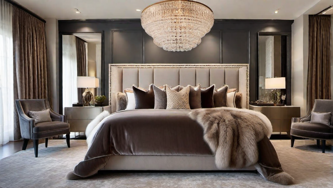 Luxurious Warmth: Radiant Bedroom with Plush Textures