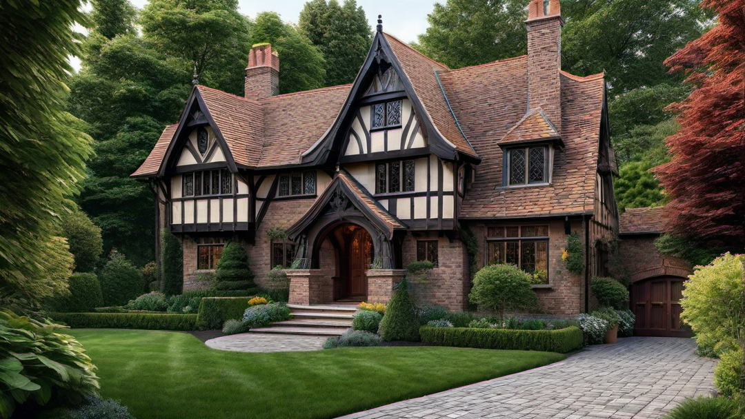 Majestic Presence: Tudor Style Home with Steep Gabled Roof