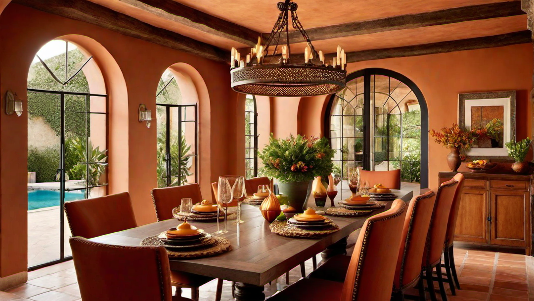 Mediterranean Flair: Vibrant Terracotta Dining Room