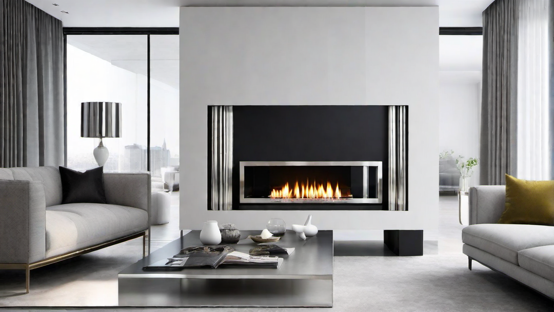 Minimalist Beauty: Vibrant Silver Fireplace for a Sleek and Stylish Look