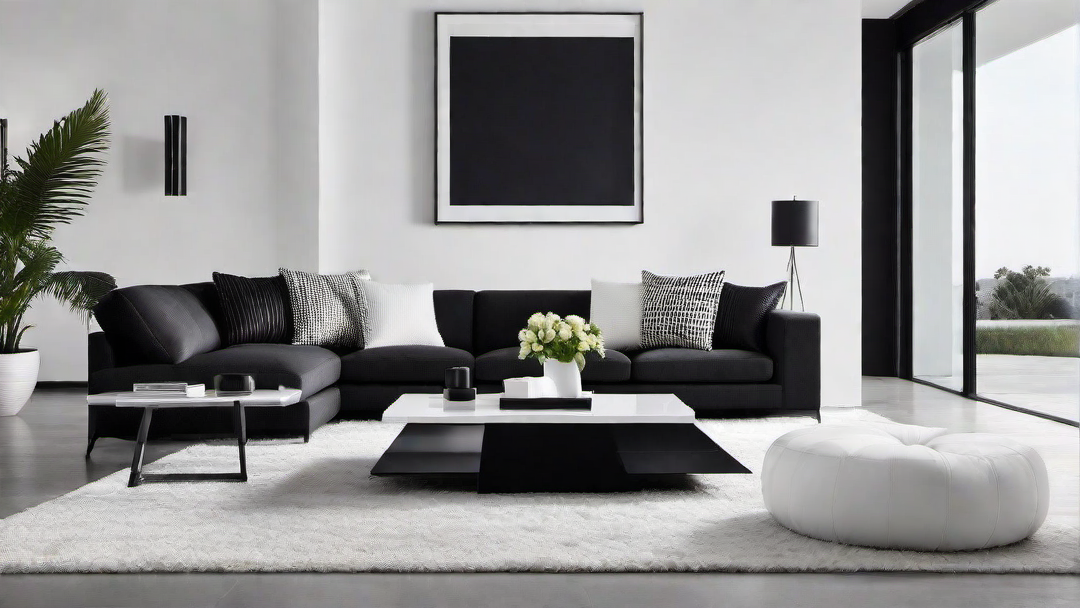 Monochromatic Elegance: Black and White Modern Living Room Design