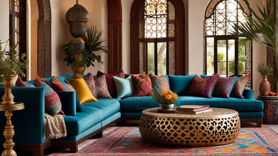 Moroccan Flair: Luxurious Fabrics and Ornate Lamps