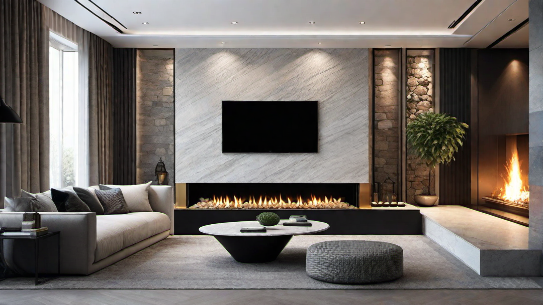 Natural Beauty: Stone Clad Fireplace with Modern Flair