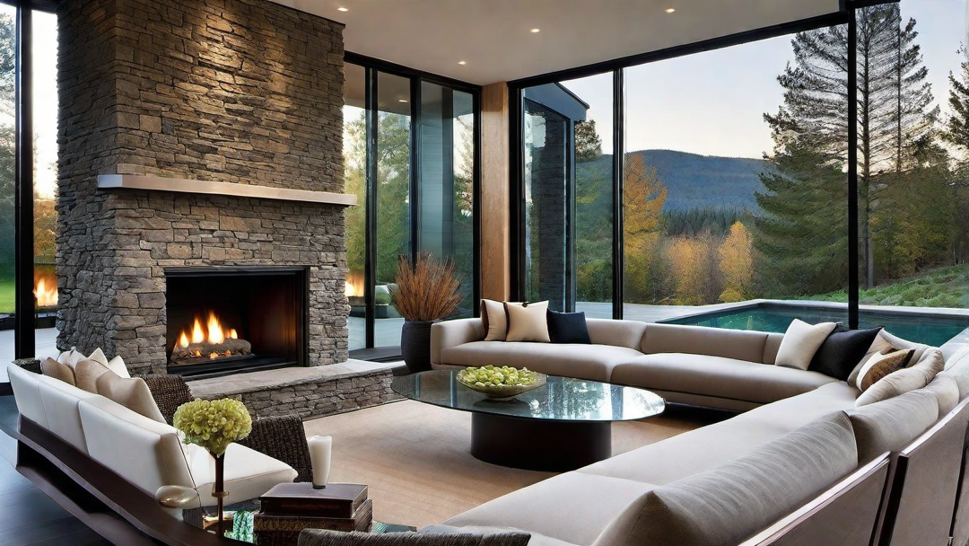 Natural Elegance: Stone Clad Contemporary Fireplace