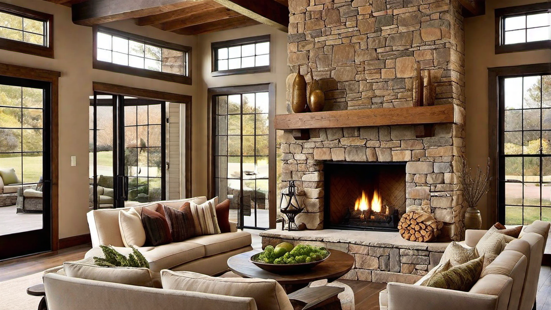 Natural Stone Accents: Fireplace Surround and Accent Walls