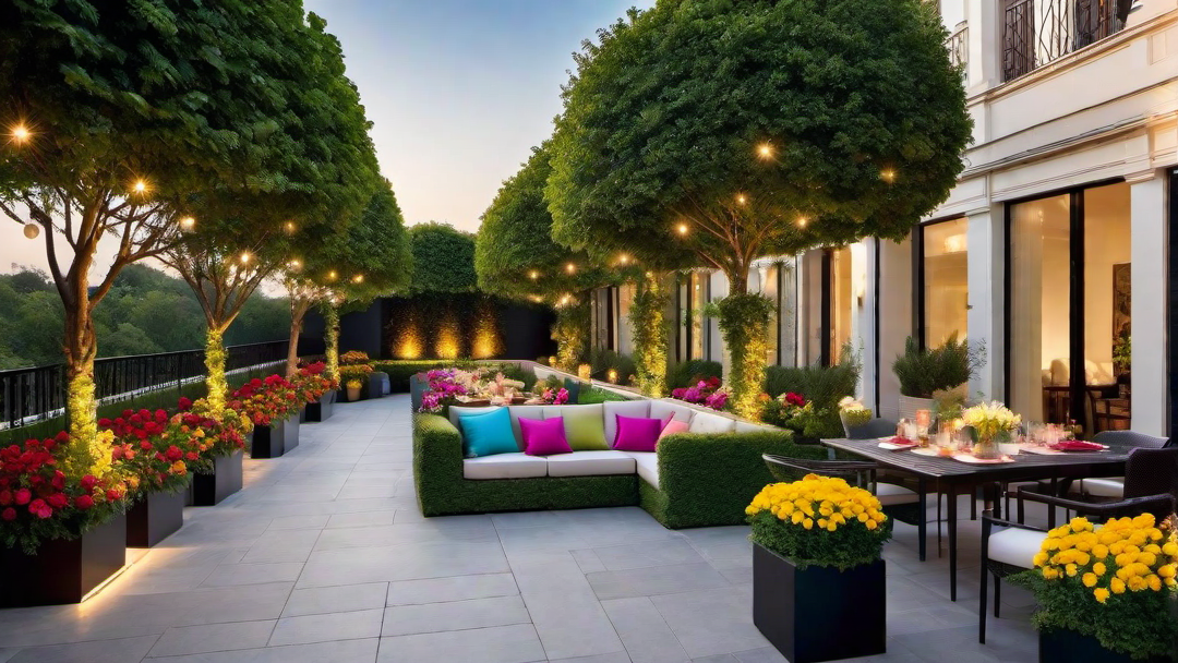 Nature-Inspired: Sparkling Terrace with Lush Greenery and Flowers