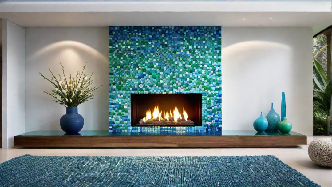 Ocean Wave: Fireplace Reflecting the Beauty of the Sea