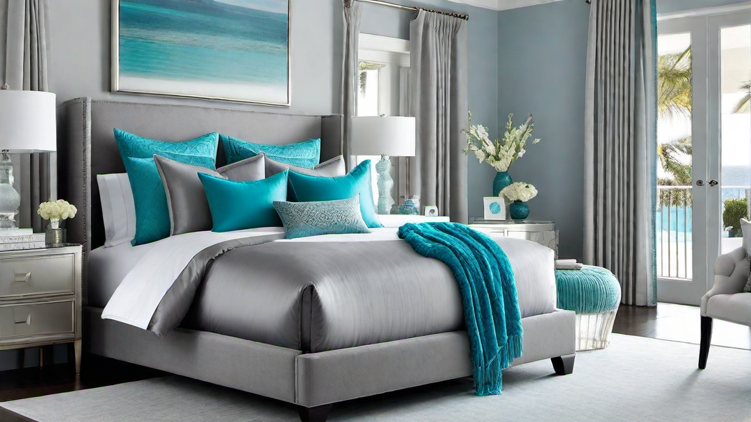 Oceanic Inspiration: Grey Bedroom with Blue and Turquoise Accents
