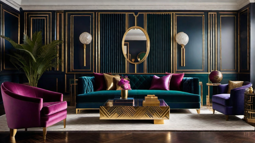 Opulent Elegance: Art Deco Living Room with Luxurious Materials