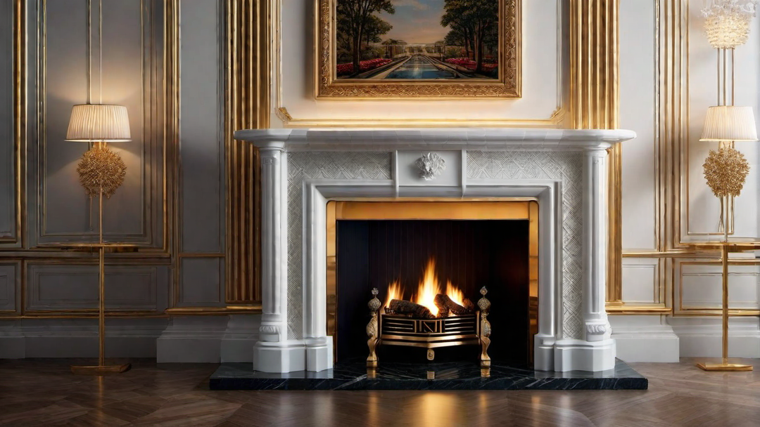 Opulent Focal Point: Ornate Art Deco Fireplace Surround