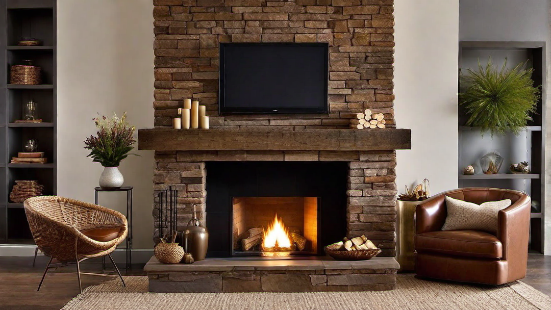 Organic Vibes: Vibrant Brown Fireplace for a Cozy Rustic Feel