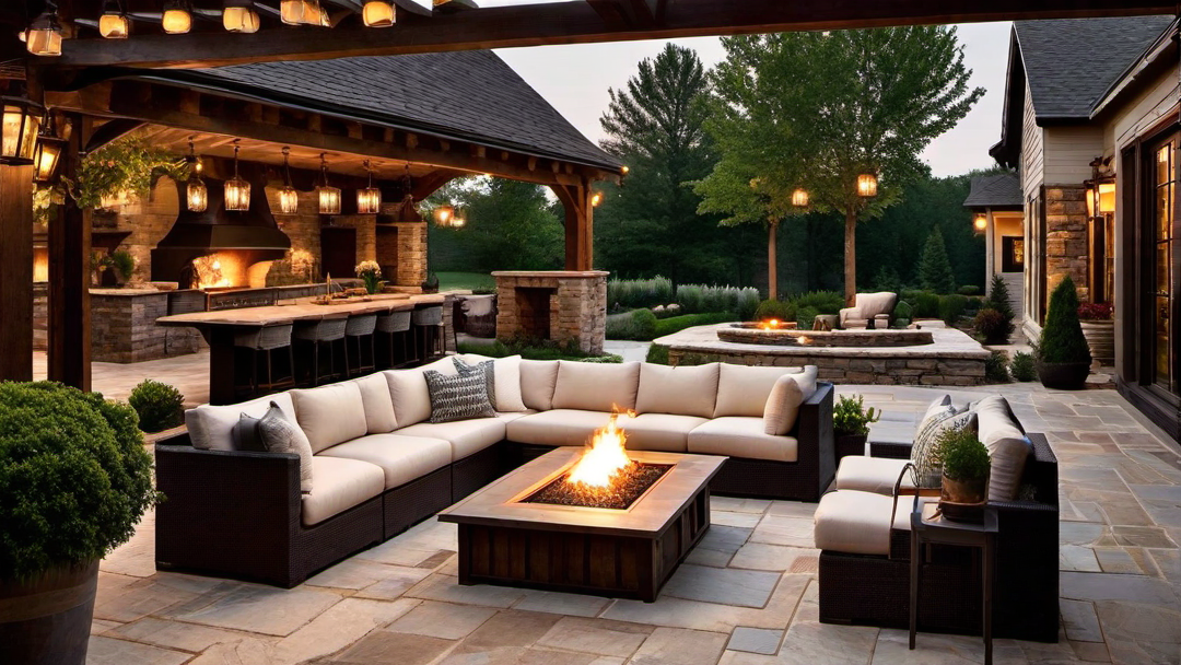 Outdoor Oasis: Rustic Farmhouse Patio with Fire Pit