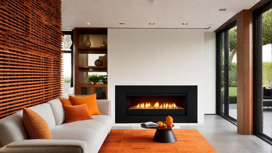 Radiant Warmth: Vibrant Orange Fireplace for a Welcoming Ambiance