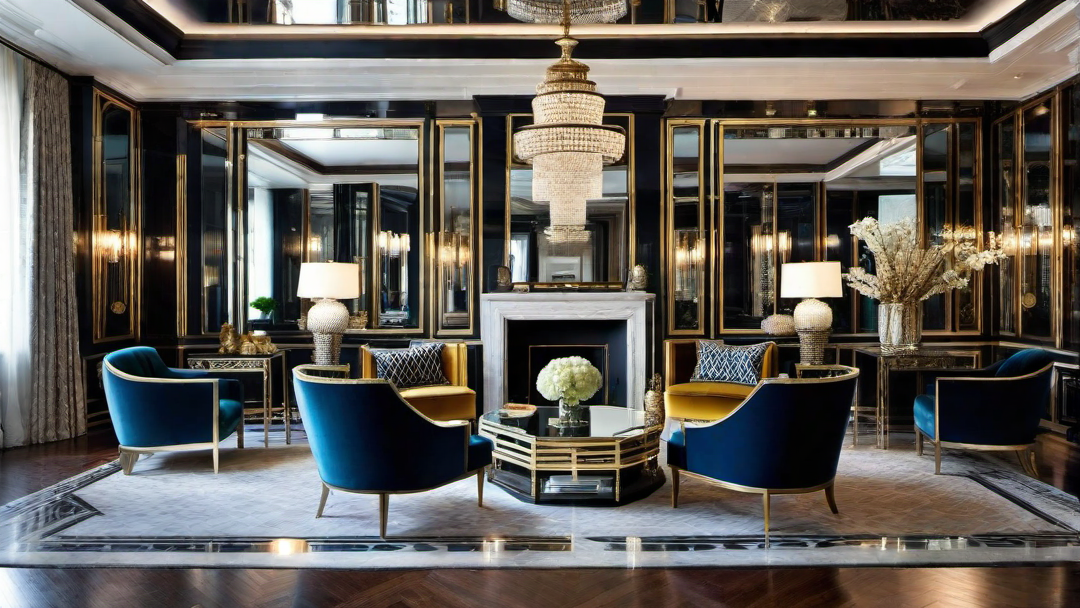 Reflective Surfaces: Mirrored and Metallic Accents in Art Deco Living Rooms