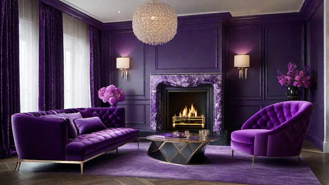 Regal Charm: Vibrant Purple Fireplace Adding Sophistication to the Space