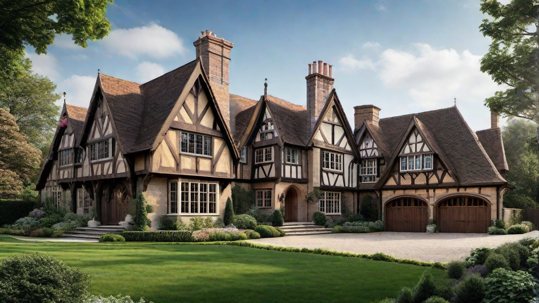 Regal Grandeur: Tudor Style Manor with Towering Chimneys