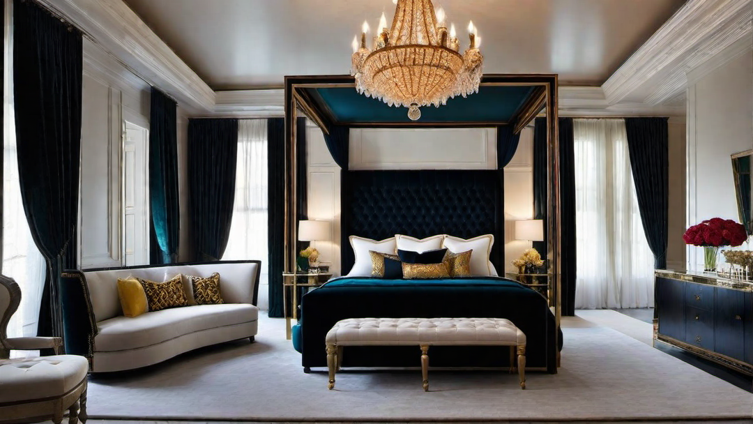 Regal Opulence: Vibrant Bed Room with Luxurious Details