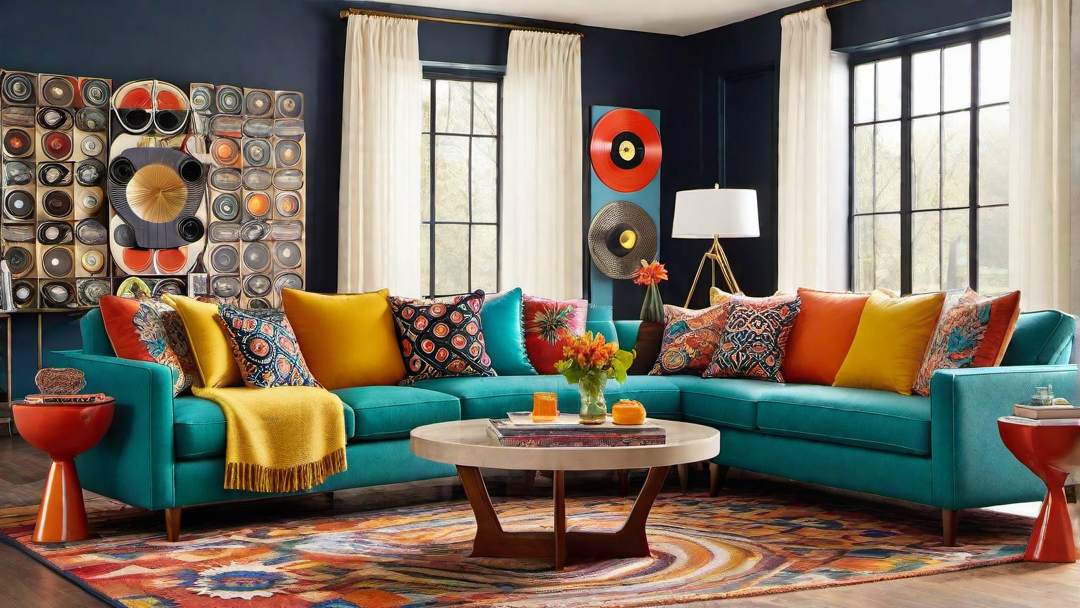 Retro Revival: Nostalgic Vibes in Vibrant Great Room Styling