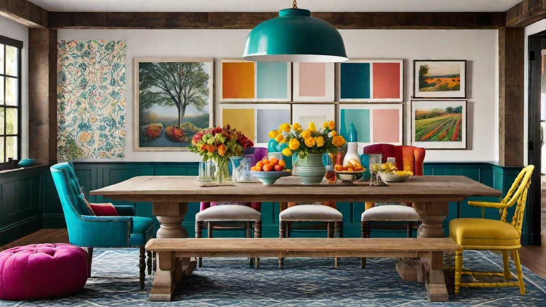 Rustic Charm: Colorful Farmhouse Dining Room
