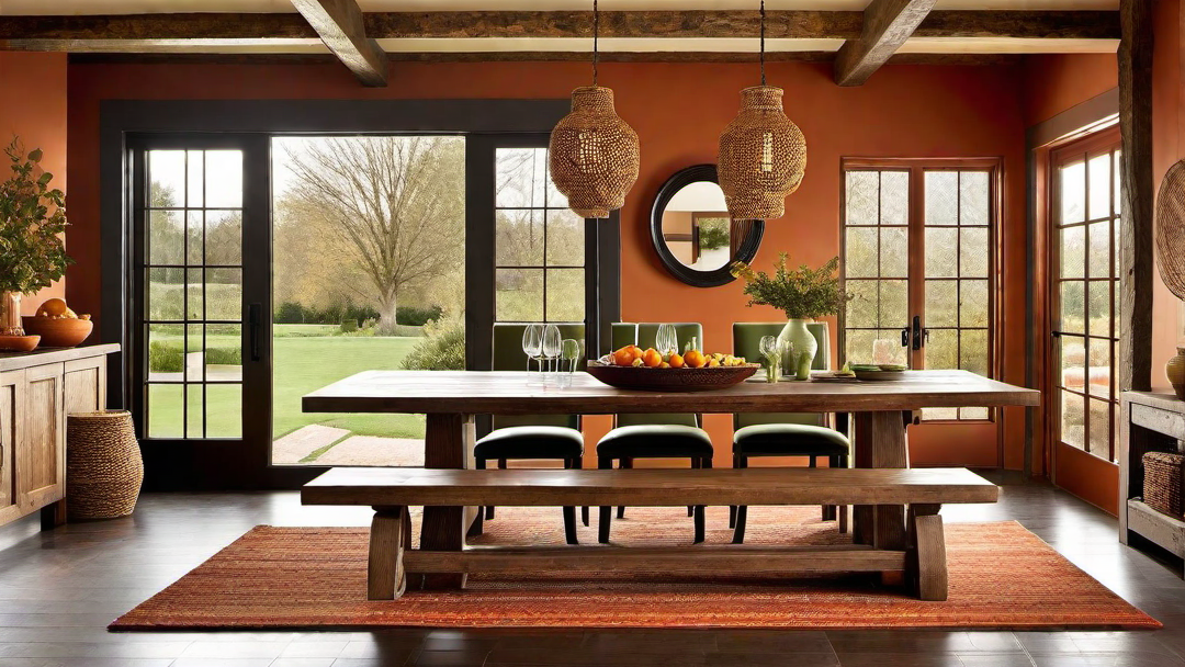 Rustic Charm: Vibrant Earthy Toned Dining Room