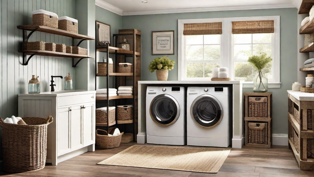 Rustic Charm: Wooden Accents in a Country-style Laundry Room