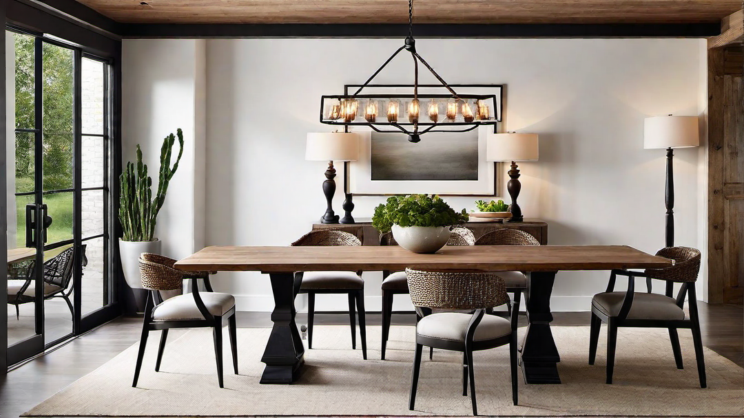 Rustic Chic: Mix of Modern and Ranch Aesthetics in Dining Room