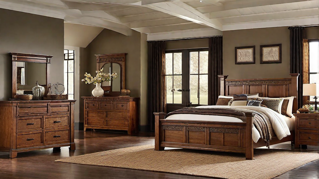 Rustic Elegance: Craftsman Style Bedroom with Antiqued Finishes
